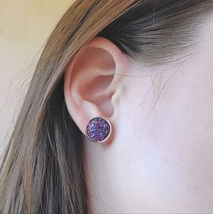 2 for $18❤️‍🔥 Glittery Purple Resin Stud Earrings